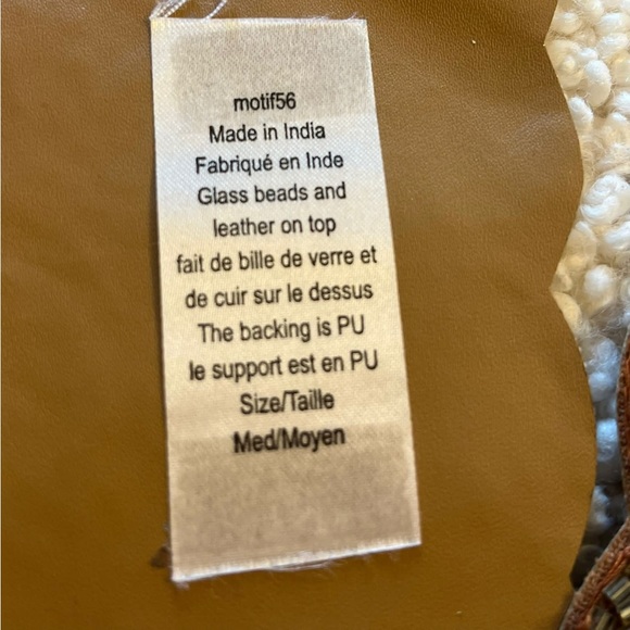 Anthropologie Vintage Brown Leather ,Glass Beaded Scalloped Belt - Picture 6 of 6